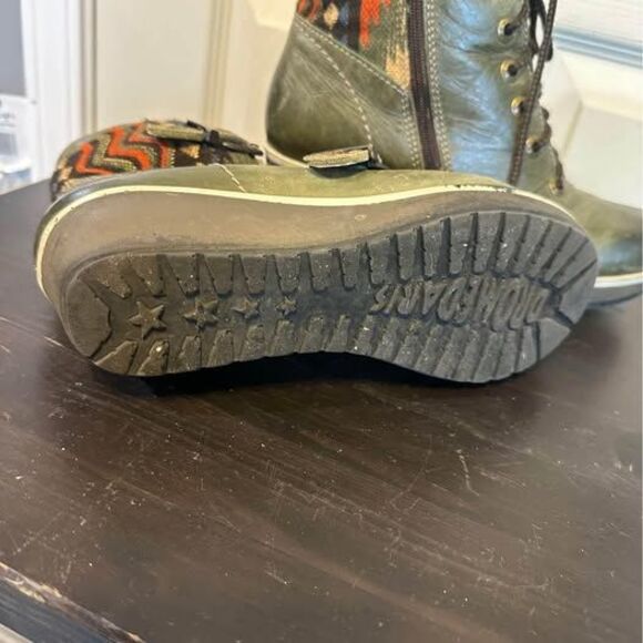 Dromedaris Womens size 37 7 Shoes Green Leather Heel Zip Boots - Picture 5 of 5